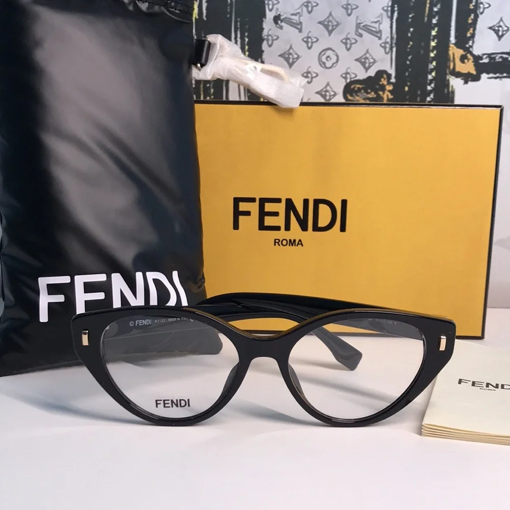 NEW Authentic Fendi FE50020I 001 Cat-Eye Eyeglasses – Shiny Black
